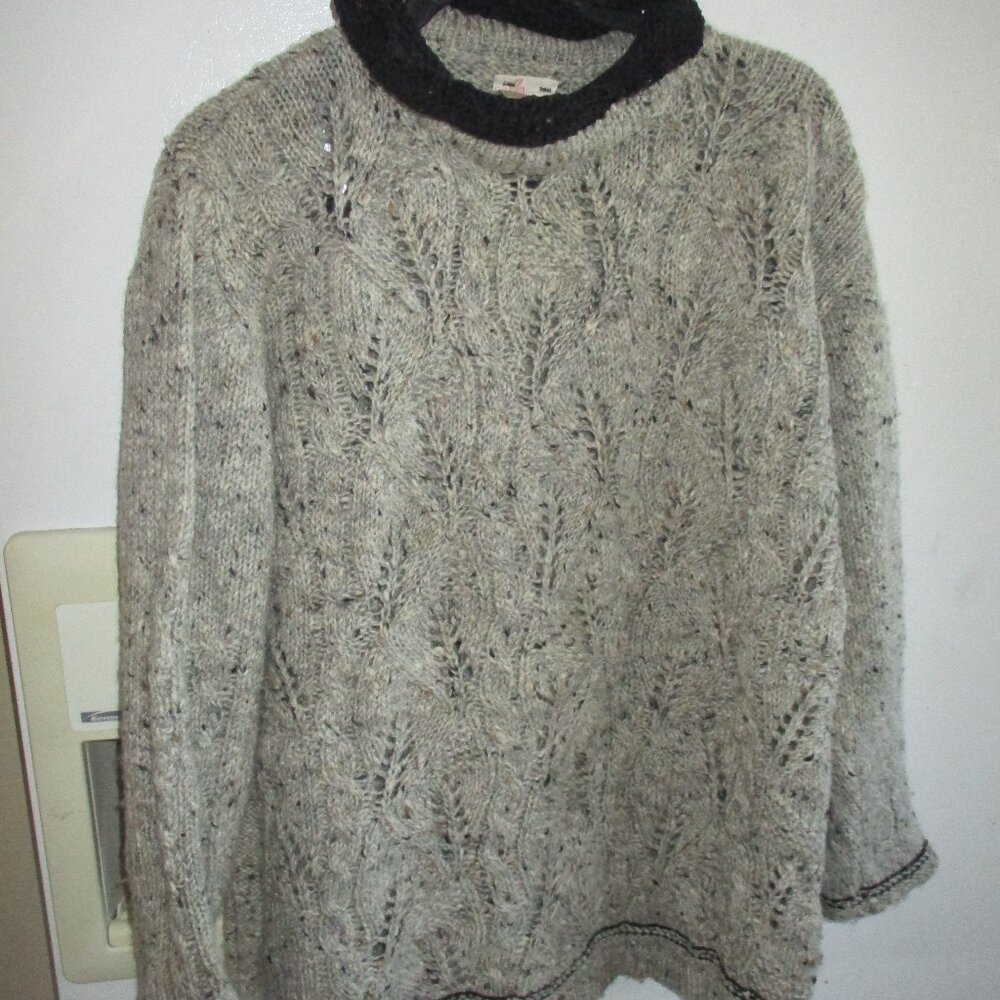 Roisin Dubh Wool Chenille vintage mock neck sweater pullover L Ireland